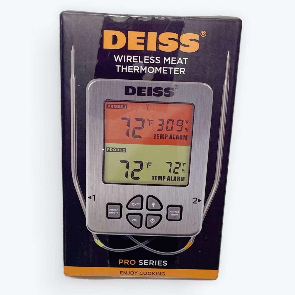 DEISS Wireless Meat Thermometer Dual Probe Bluetooth BBQ Grill Oven TimerApp New