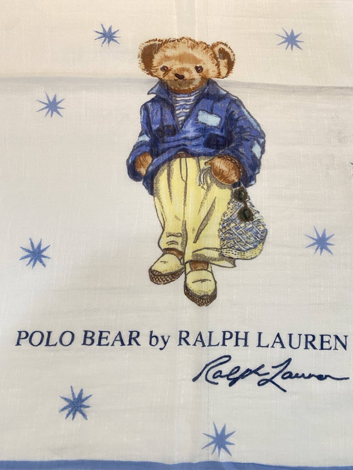 Polo Ralph Lauren Preppy Scarf Bandanna Bear Cream New W/Tags Women’s One Size