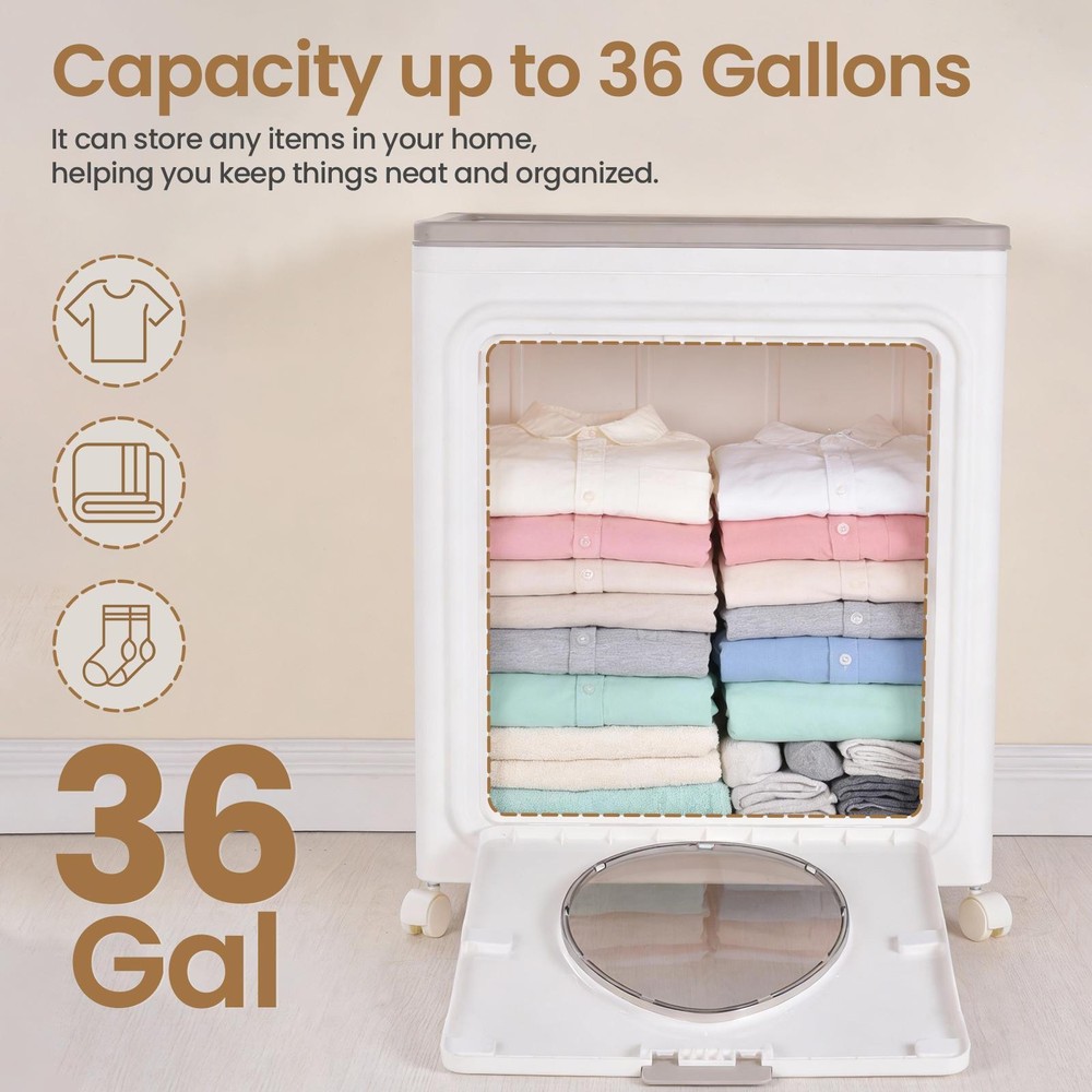 130L Collapsible Laundry Hamper Foldable Rolling Laundry Basket with Wheels