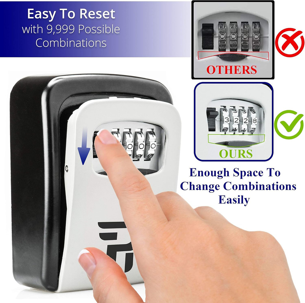 Key Lock Box Outdoor with Code – Wall Mount Security Lockbox for Spare Keys outs