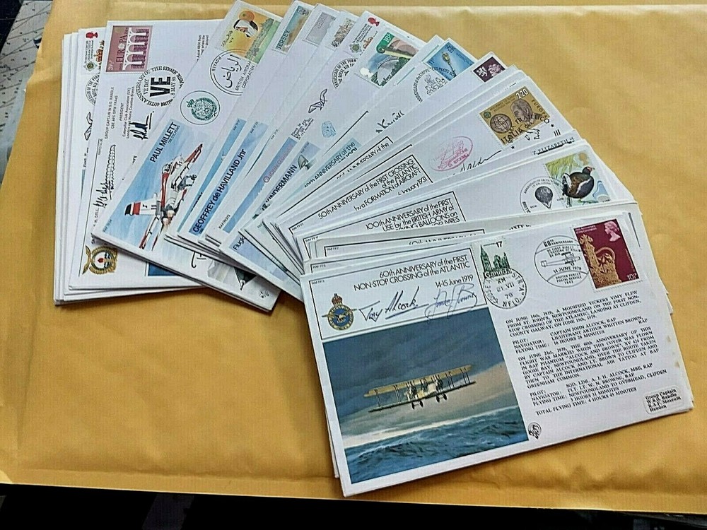KAPPYS BRITISH FLIGHT AVIATION ANNIVERSARY COVERS 36 DIFF ALL SIGNED CS1186