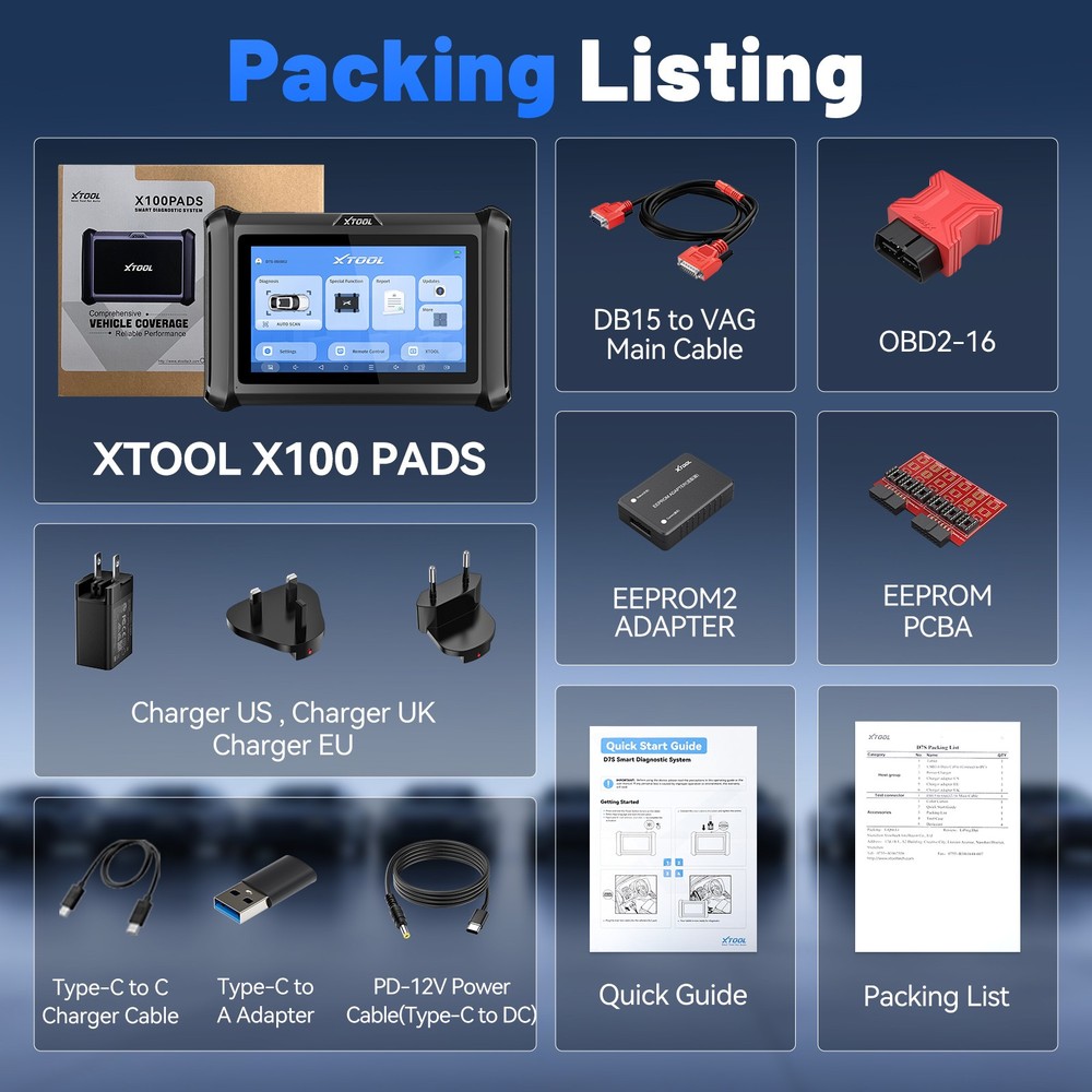 XTOOL X100PADS KC100 Key Fob Programmer Full System Diagnostic Scanner 32+ Reset