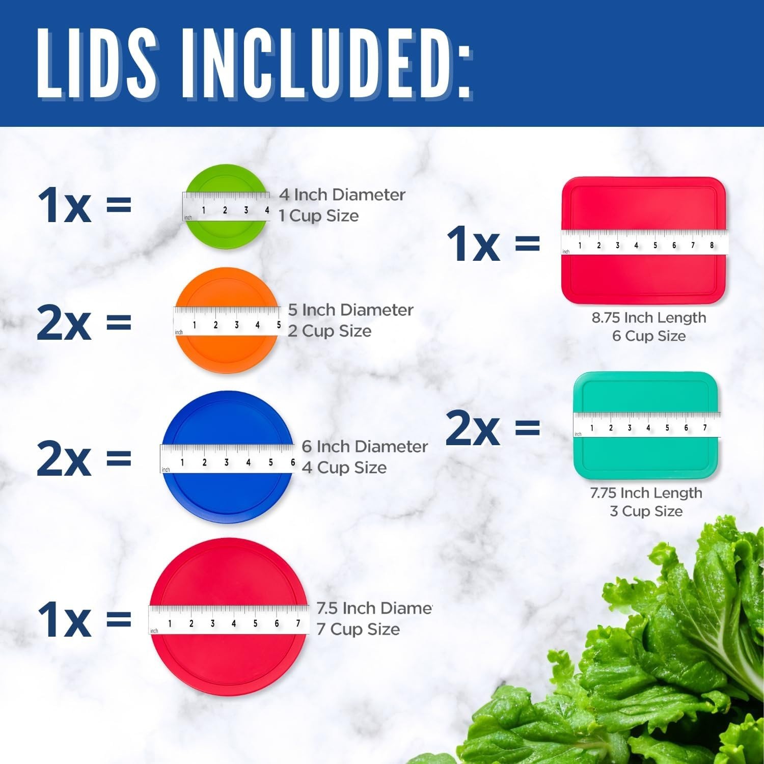 Replacement Lids for Pyrex Glass Containers Round Rectangle 1 2 4 7 3 6 CUP 9pcs