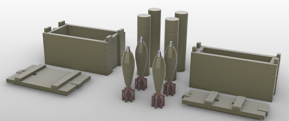 1/16 Scale Battleground US 81mm M1 Mortar - Ammo Set
