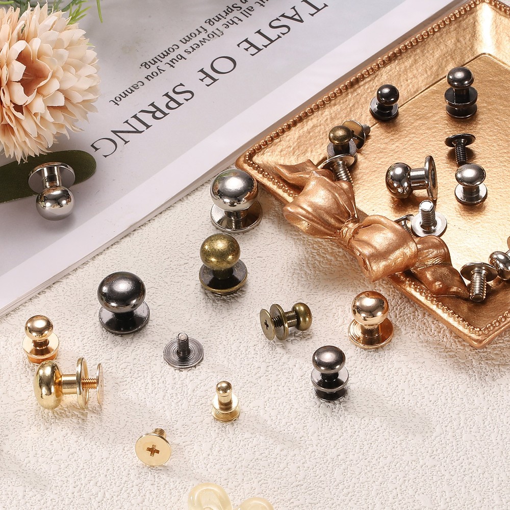 20Set Round Head Button Stud Screw 8mm Chicago Screws Button Rivets Bronze