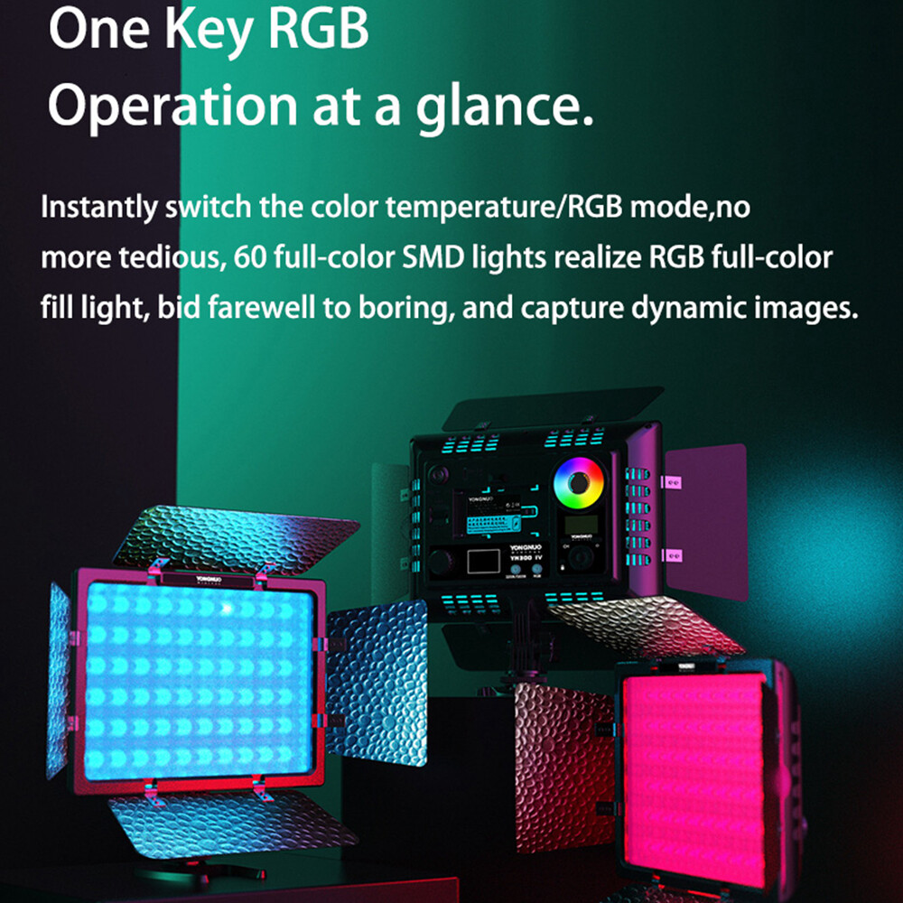 YONGNUO YN300IV Full-Color RGB LED Fill Light 3200K-5600K For Photography Studio
