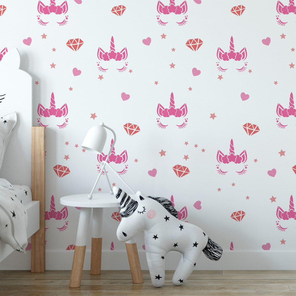 Unicorn Face Pattern Wall Stencil - Durable & Reusable Mylar Stencils