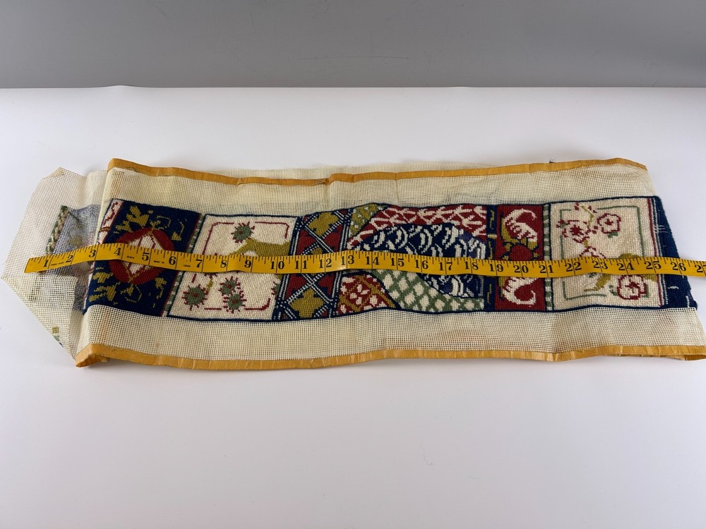 Asian Bell Pull Style Brunswick Needlepoint Tapestry Canvas Partially Completed