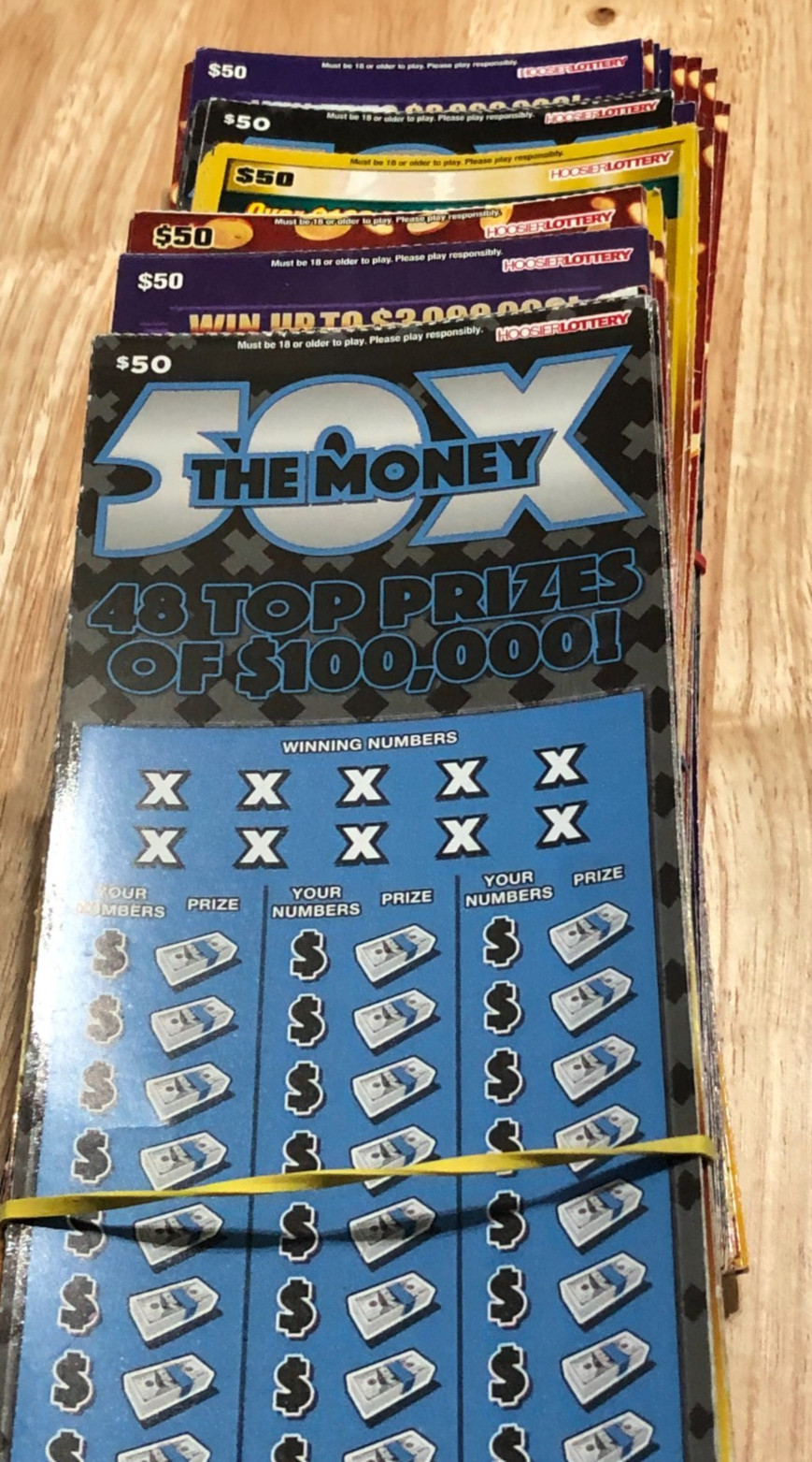 $6,000 Worth of Indiana NON-WINNING used $50 Lottery Scratch off Tickets 2025