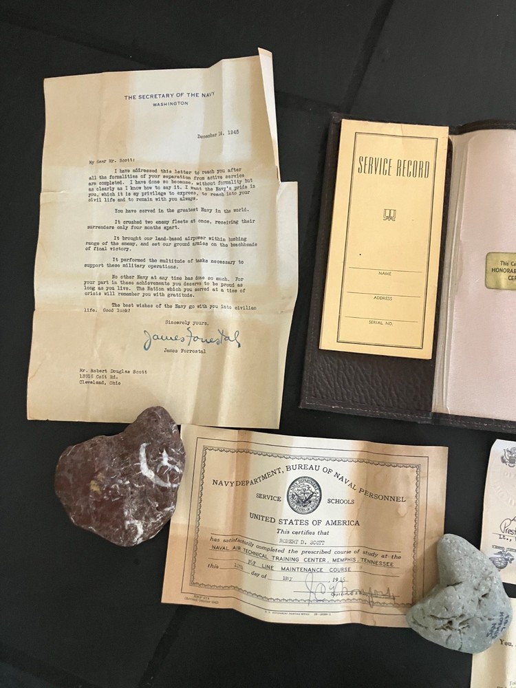 WW2 Navy Honorable Discharge Papers Original Documents/ Ephemera Lot