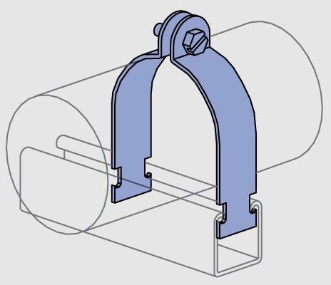 UNISTRUT P1119-ZD, Pipe Clamp, 3", 3.5" OD, 800 Lb, Perma-Gold, 1pc