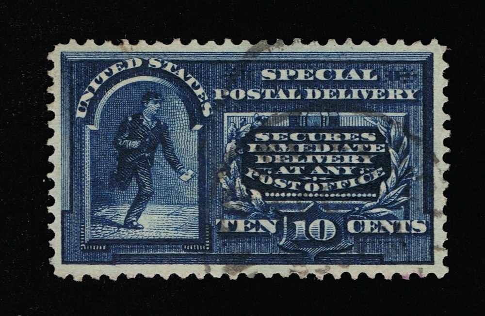EXCEPTIONAL GENUINE SCOTT #E5 USED PSE CERT GRADED VF-80 - LINE THROUGH DELIVERY