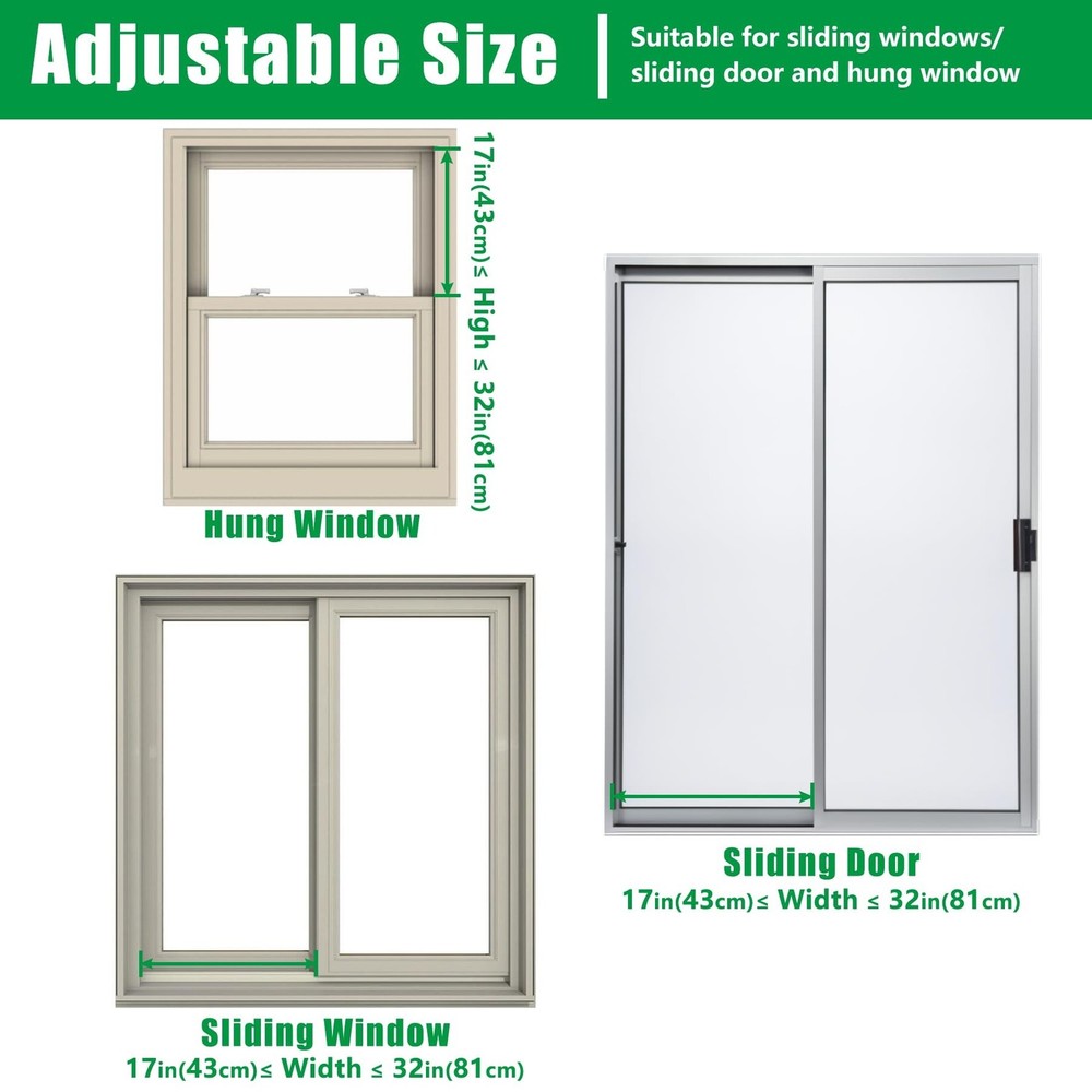 Forestchill Adjustable Window Security Bar, Extends from 17" to 32" Window Lo...