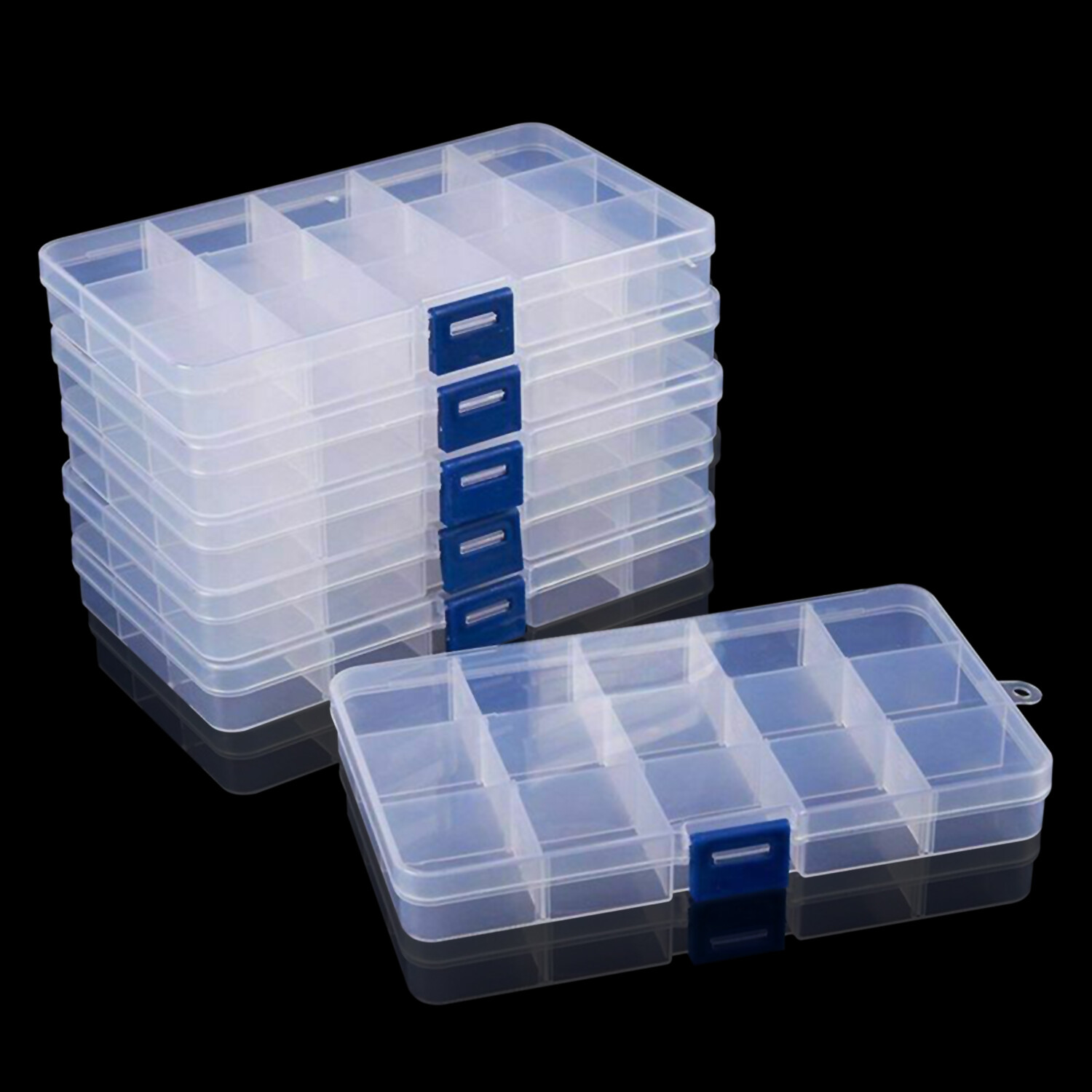 6 Pack Clear Jewelry Box Plastic Bead Storage Craft Container Earrings Organizer
