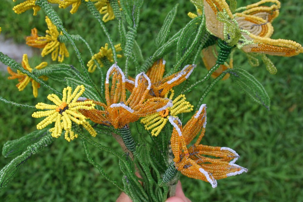 French Glass Seed Beaded Flowers