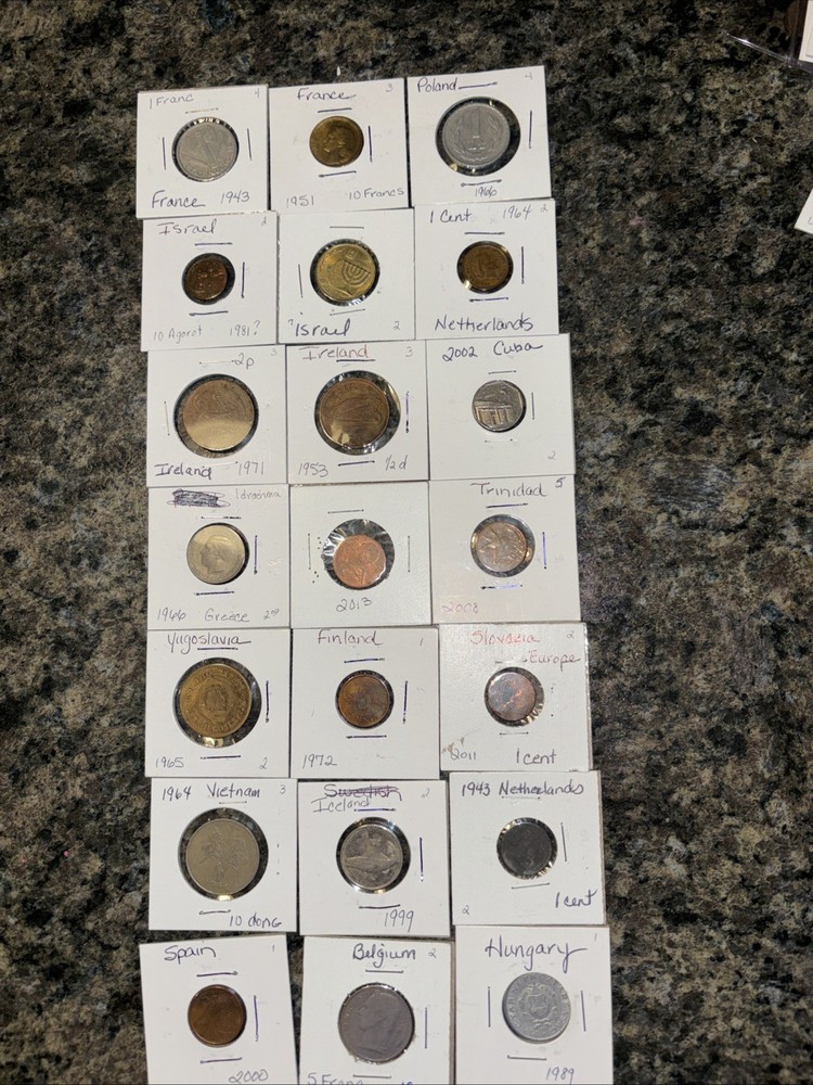 21 Foreign Assorted coins