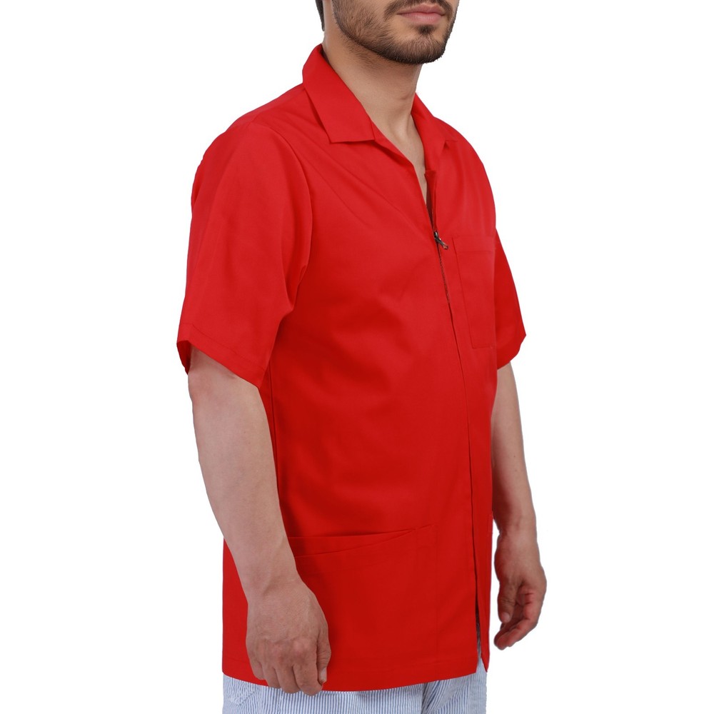 Men's Scrub Jacket Zip Front Short Sleeve