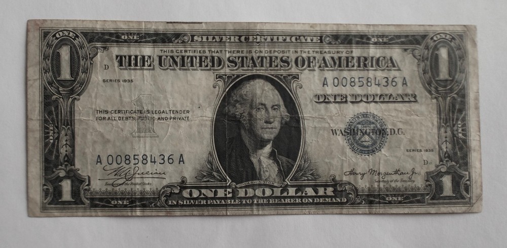 💎 RARE 1935 $1 One Dollar DOUBLE DATE Silver Certificate