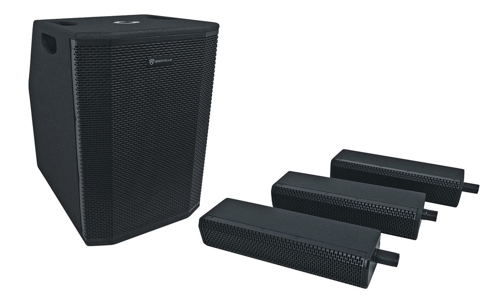 (2) Rockville TITAN ARRAY SYSTEM V2 Powered Column Array Speakers Dual 10" Subs