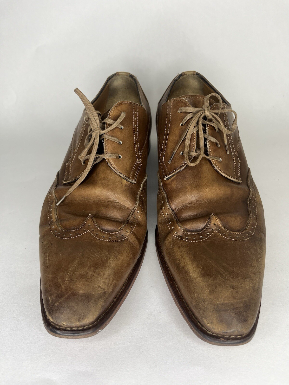 Jose Real Mens Sz 43 (US 10) Brown Leather Oxford Dress Shoes Hand Made In Italy