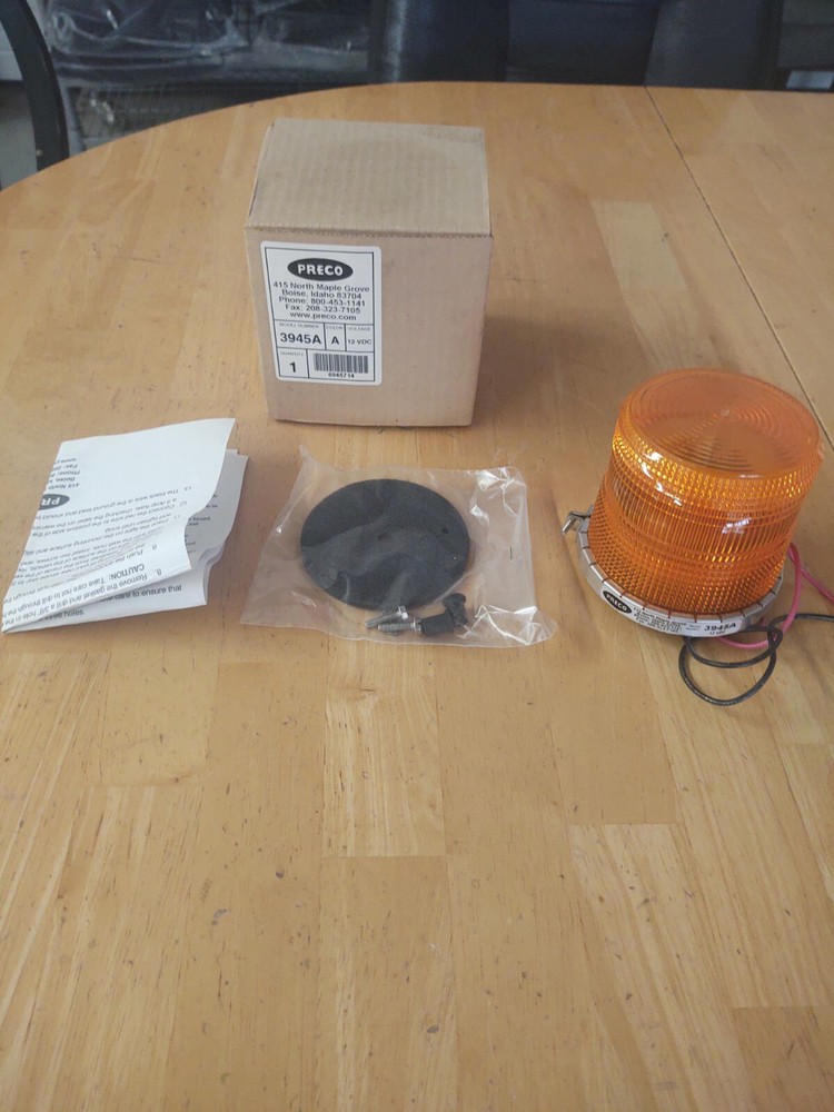 PRECO 3945A AMBER STROB WARNING LIGHT 12VDC WITH HARDWARE