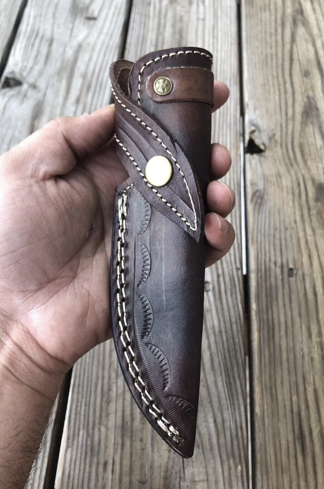 GENUINE LEATHER ENGRAVED CUSTOM HANDMADE SHEATH FOR FIXED BLADE KNIFE / HOLSTER