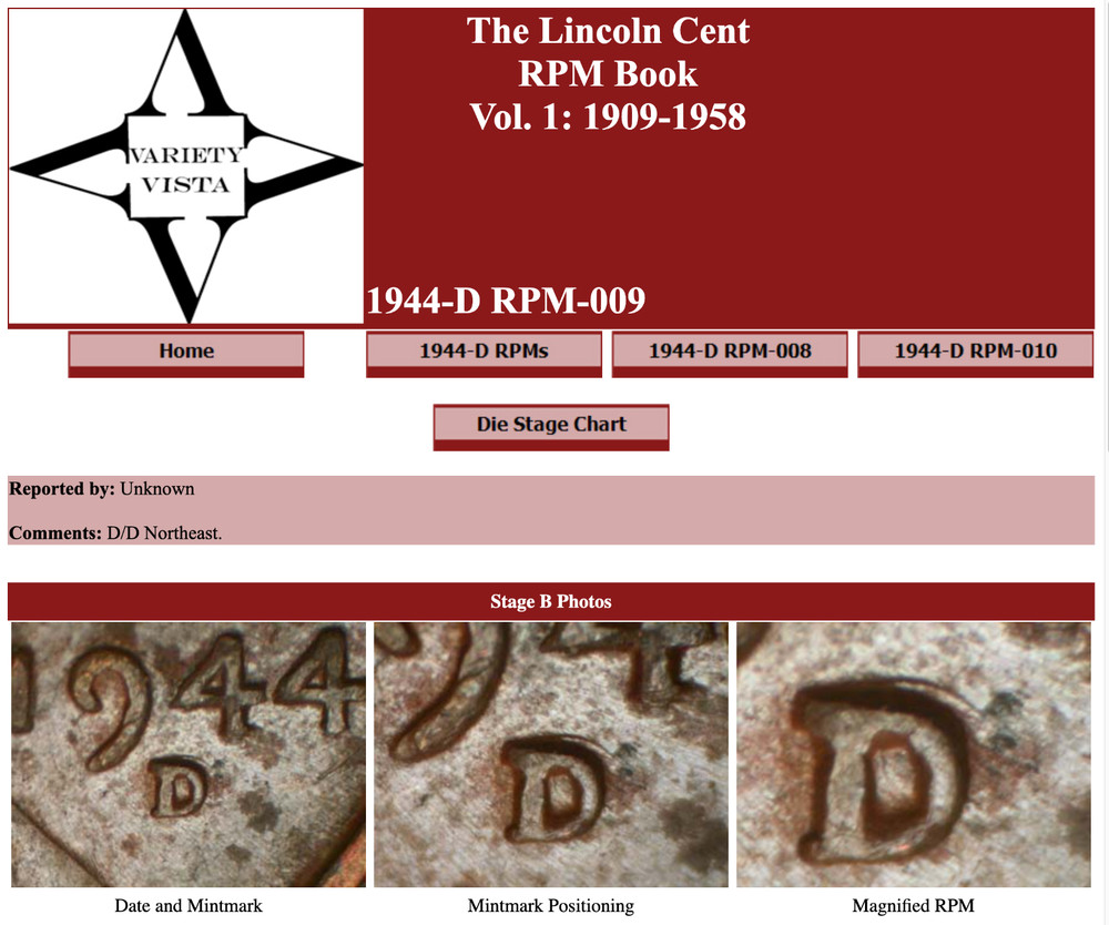MAJOR ERROR! 1944 D/D RPM#009 NICE RE-PUNCHED MINTMARK ERROR!!!!!!!!!!