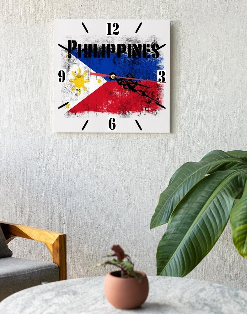 Philippines Flag Wall clock patriots CERAMIC Tile Watch Support Décor