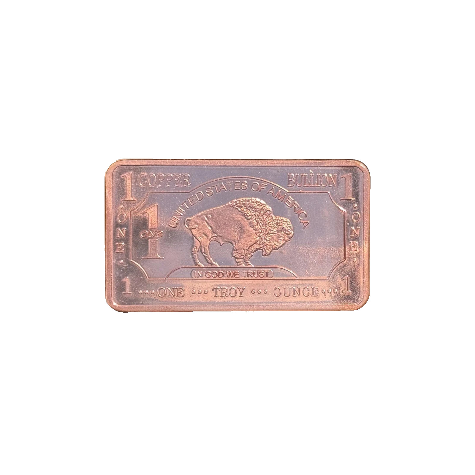 1 Troy oz .999 Copper Bullion Bar American Buffalo Pure Fine Solid Metal Ingot