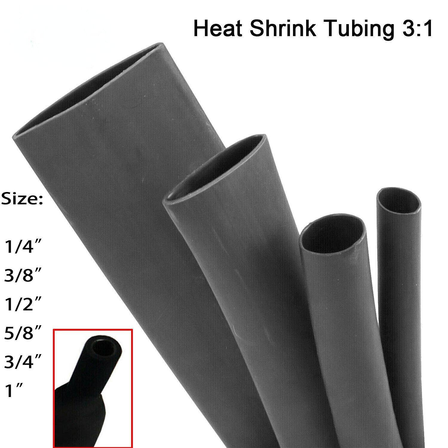 Heat Shrink Tubing Dual Wall Marine 3:1 Adhesive Glue Tube Waterproof BLACK