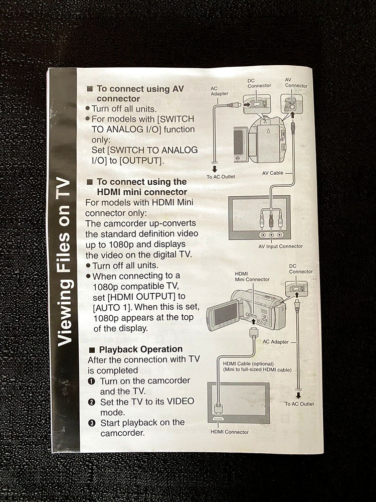 JVC Everio LCD Camcorder Camera OEM Easy Start-up Guide
