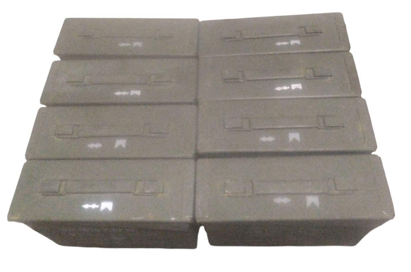 Set of 8 Genuine Military Metal M19A1 30 Caliber 7.62mm Ammo Cans Good Seals