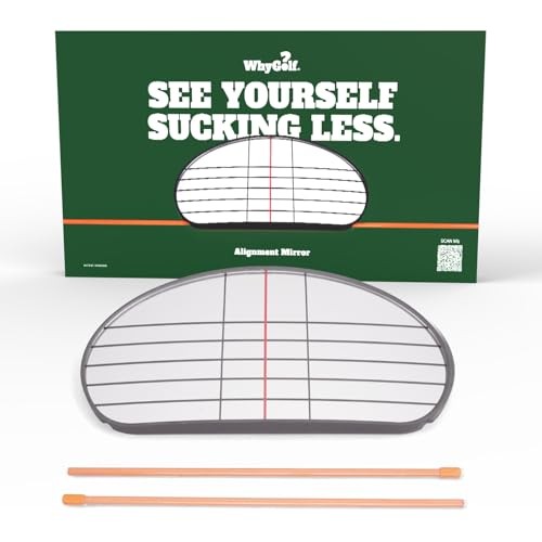 Alignment Mirror with 2 Alignment Rods, Portable Golf Training Aid for Swing