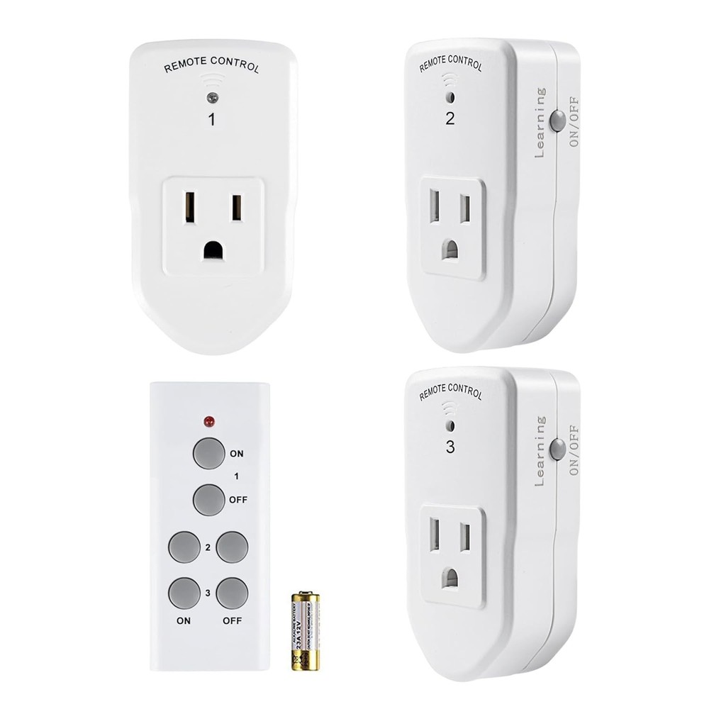 BN-LINK Wireless Remote Control Electrical Outlet Switch for Lights, White