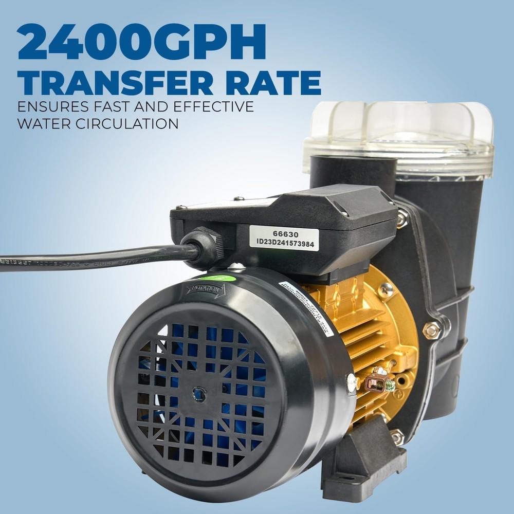 High Flow 2400GPH 3/4HP Self-Priming Pool Pump - Quiet & Efficient Circulation