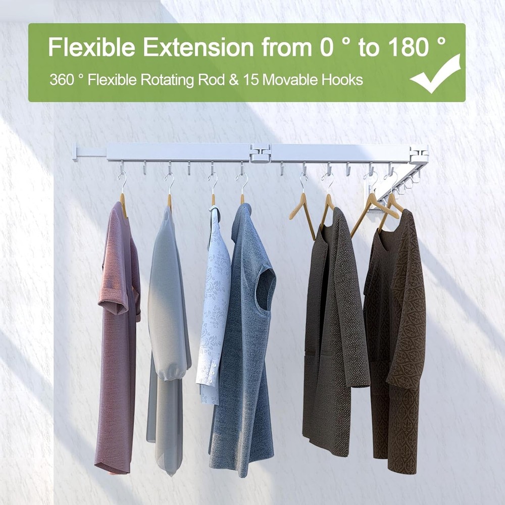 Wall Mounted Clothes Drying Rack, Foldable 3-Tier Laundry Hanger Space Saver