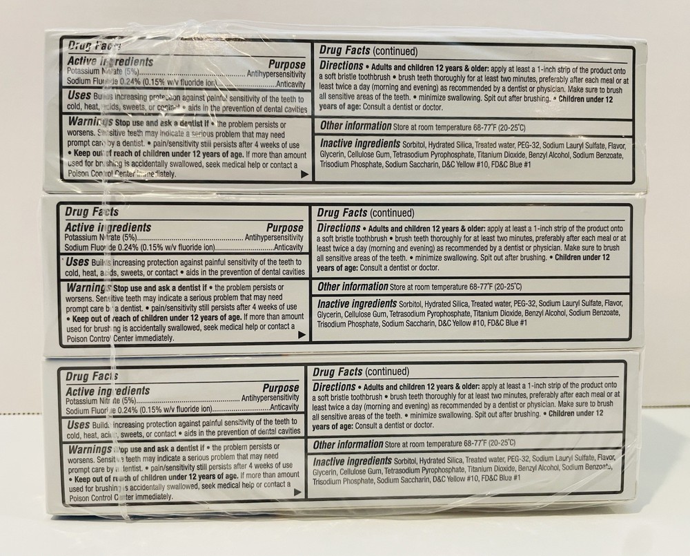 3-Pack Rexall Maximum Strength Sensitive Toothpaste w/Fluoride, Fresh Mint, 4 Oz