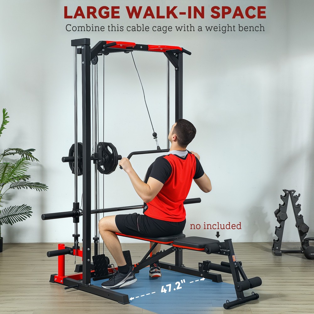 Smith Machine, Multi-Function Power Cage with Lat Pull Down System