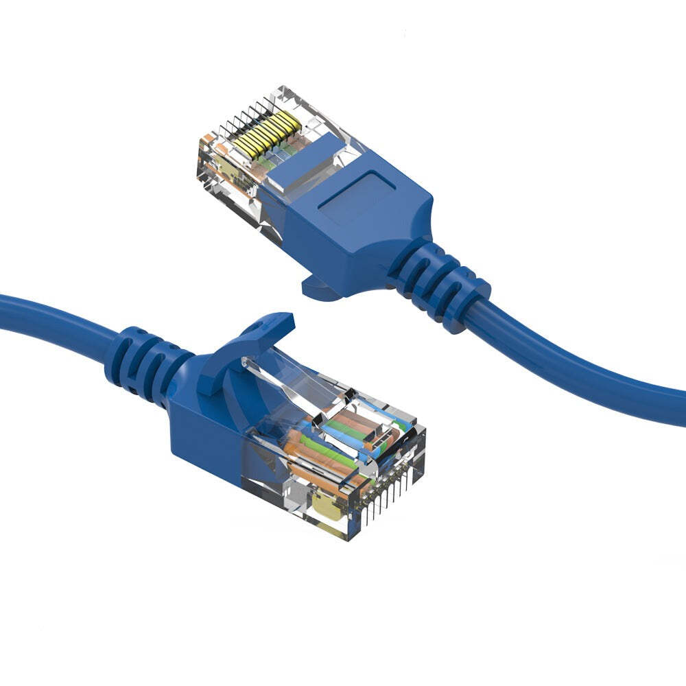 1.5Ft CAT6A UTP Slim Ethernet Network Booted Cable 28AWG Blue
