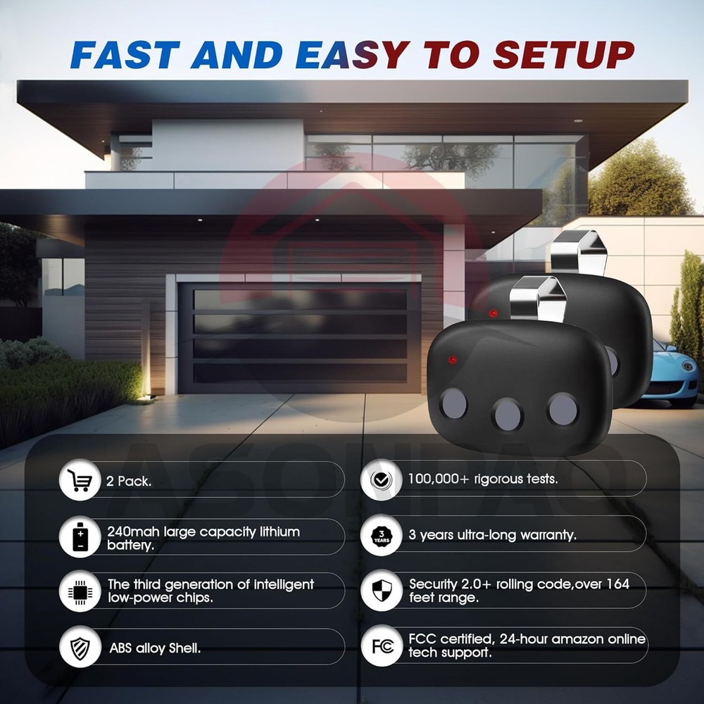 2pcs Garage Door Remote for Linear Megacode MCT-3 DNT00089 LD033 LD050 (3Button)