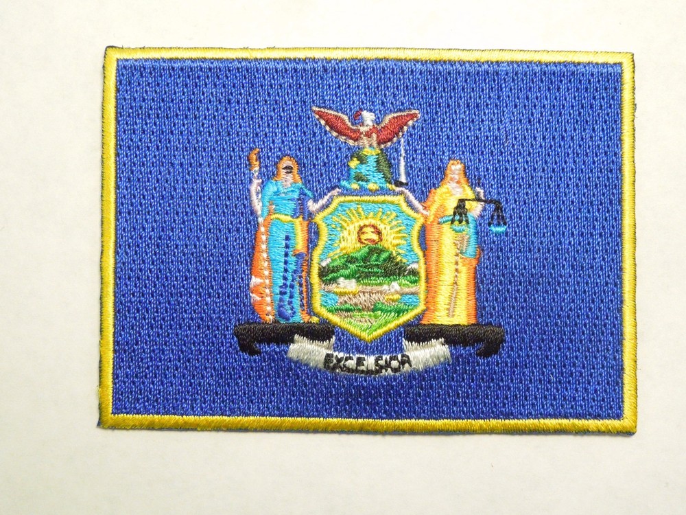 New York State Flag Seal Embroidered Iron On Patch
