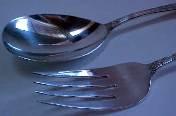 Rogers Serving Spoon Meat Fork Scalloped Slotted Spoon