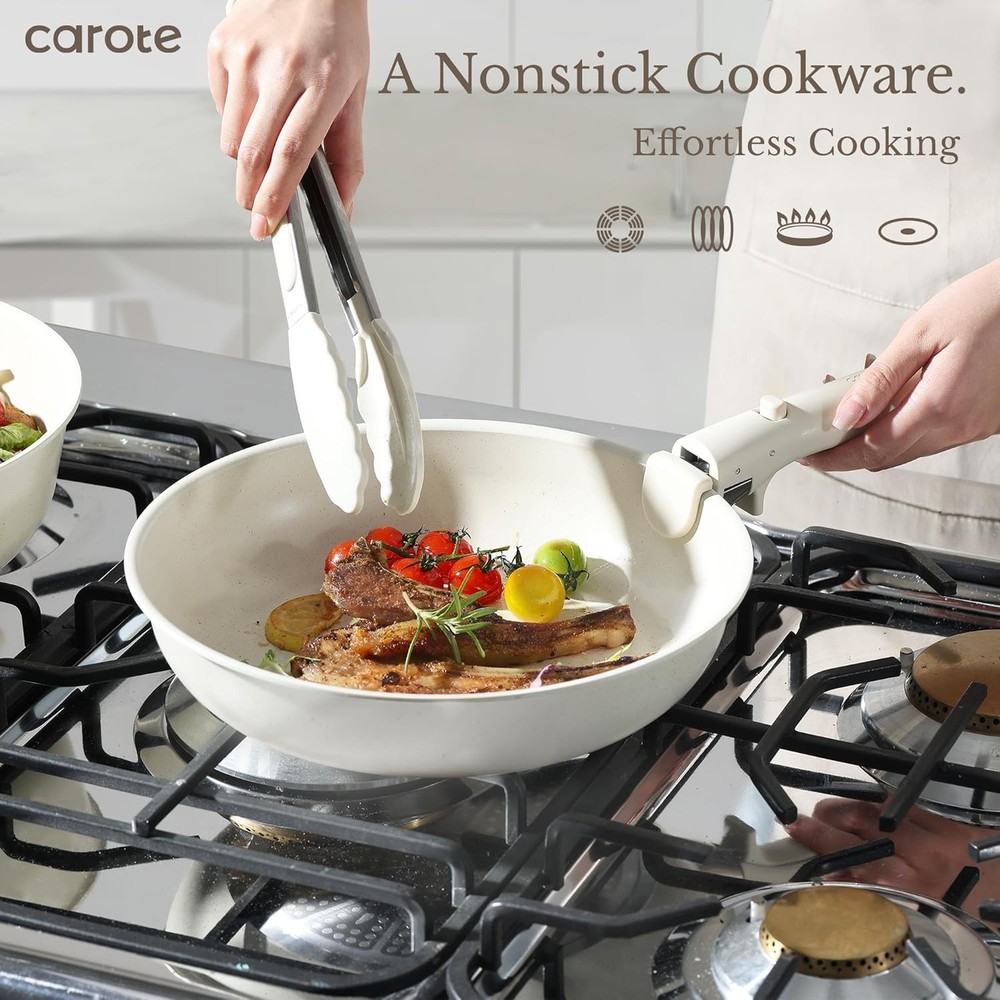 Nonstick Cookware Set 19pc Detachable Handle Induction Compatible Pots Pans