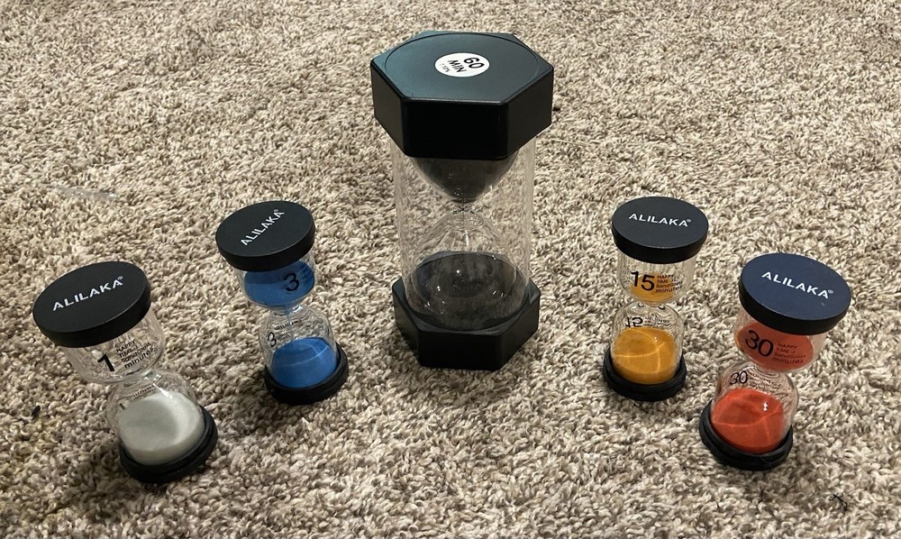 Autism friendly Hourglass Sand Timer set