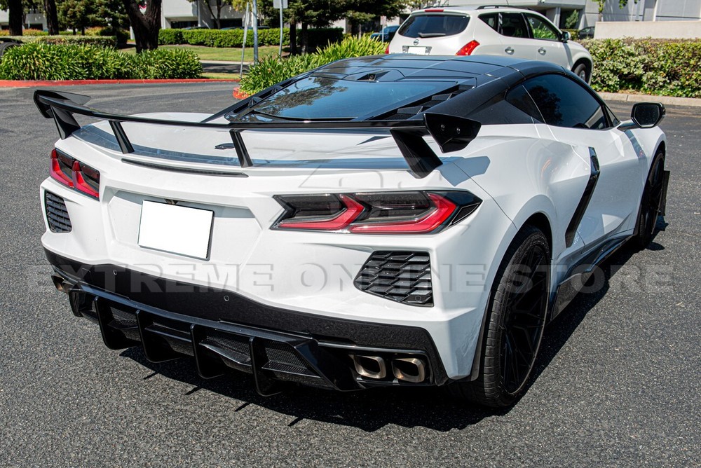 For 20-Up Corvette C8 Performance Style CARBON FLASH Rear Lower Diffuser Fin