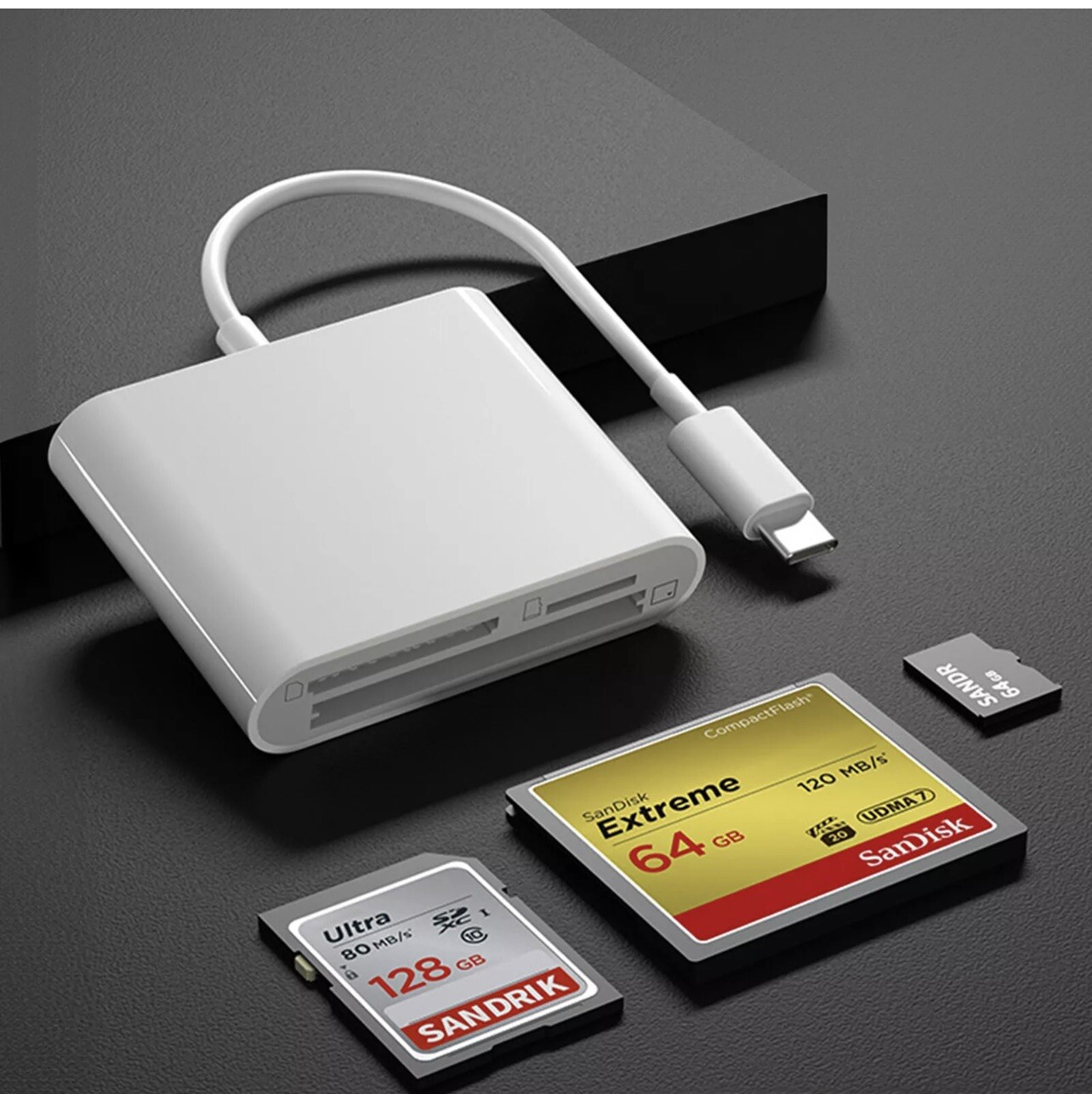 CF SD Card Reader USB Compact Flash Card Reader 3-Slot Memory Card