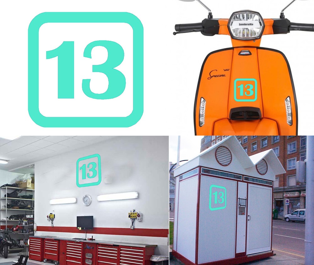 Number 13, Sticker Vinyl Cut Version v1sq B