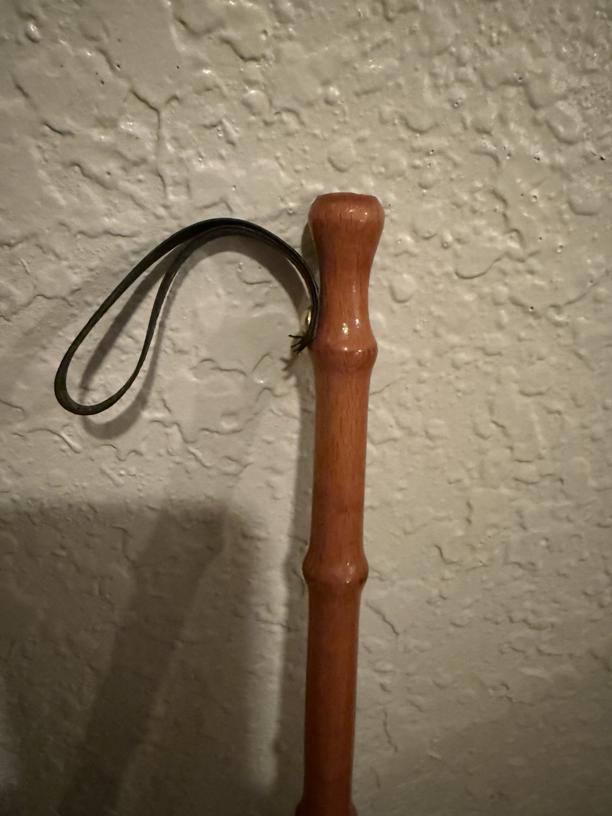 Vintage Bamboo Shoe Horn with Wooden Grip and Leather Strap, 16.5 Inch