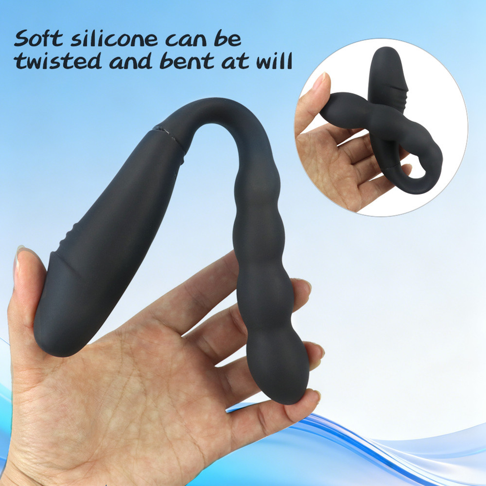 Remote Double-Ended Vibrating Anal Butt Plug Dildo Flexible Silicone For Couples
