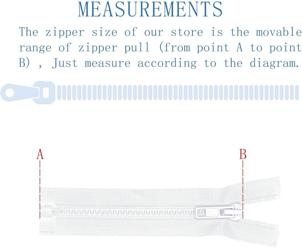 2 PCS 19-inch #5 White Separating Jacket Zippers Molded Plastic for Sewing